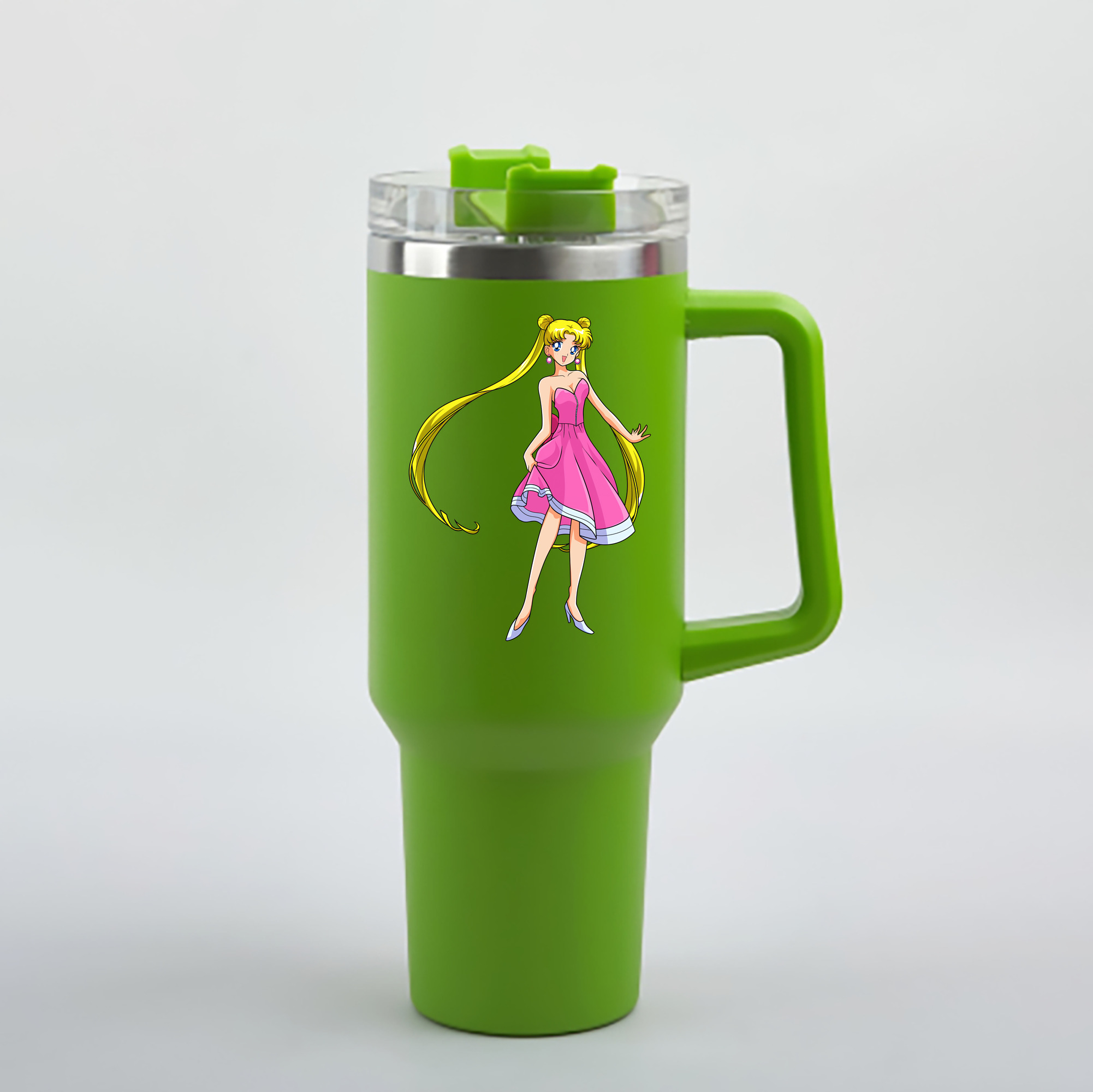 （画像用） 美少女戦士セーラームーン 愛野 美奈子 あいの みなこ Sailor Moon Aino Minako 1200mL車用タンブラー - クリスタルステッカー（プラスチックストロー付き）